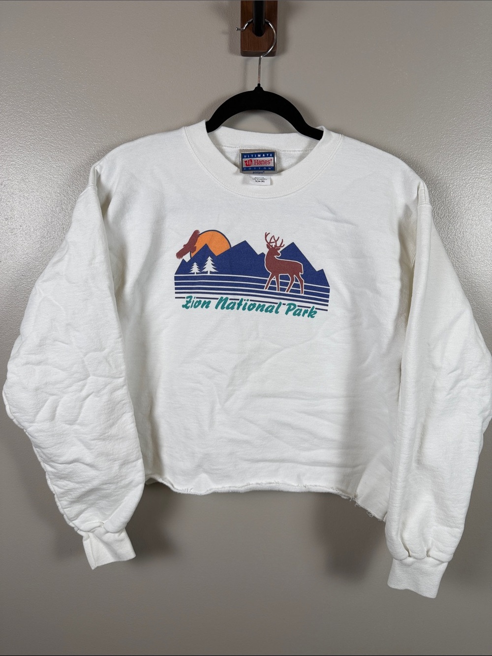 Vintage Hanes White Crewneck Sweatshirt Zion National Park